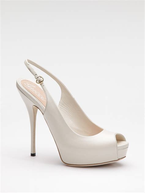 gucci white pump|gucci low heel pumps.